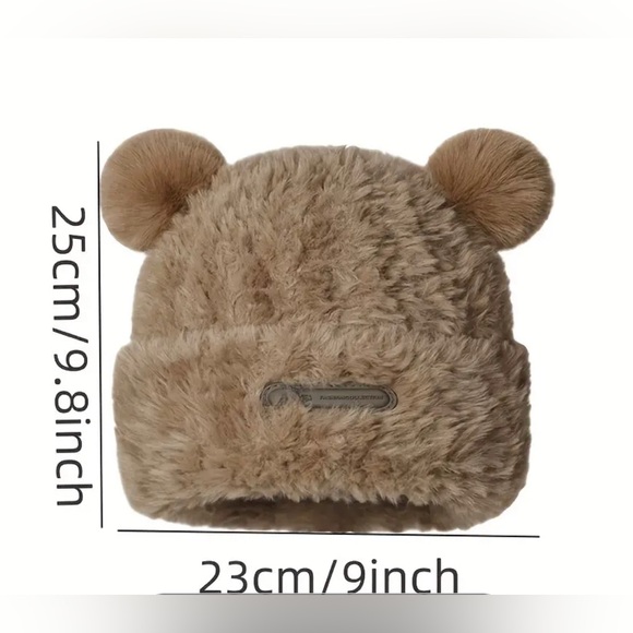 Fuzzy bear hat brand new in black - Picture 4 of 8